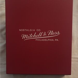 Mitchell & Ness Black Leather hat with Red Embroidery